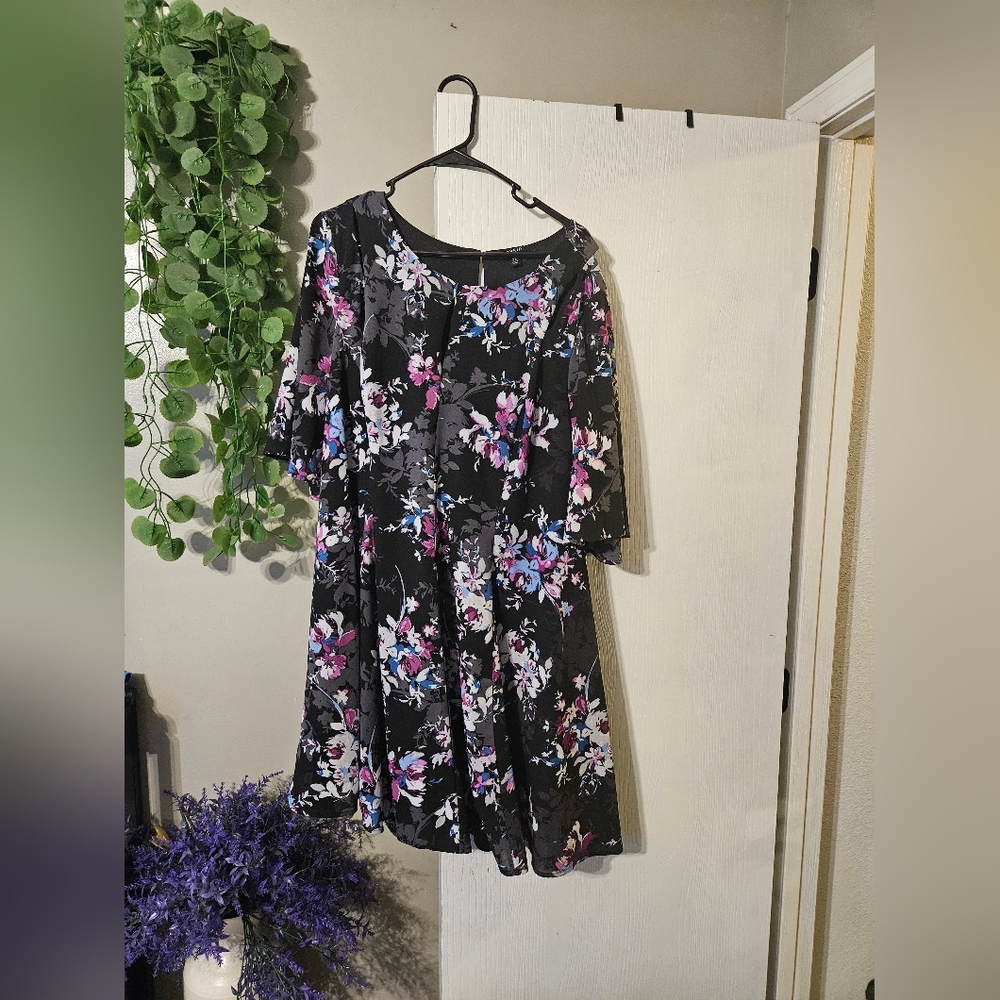 Torrid Pink and White Flutter Sleeve Fit and Flare Dress